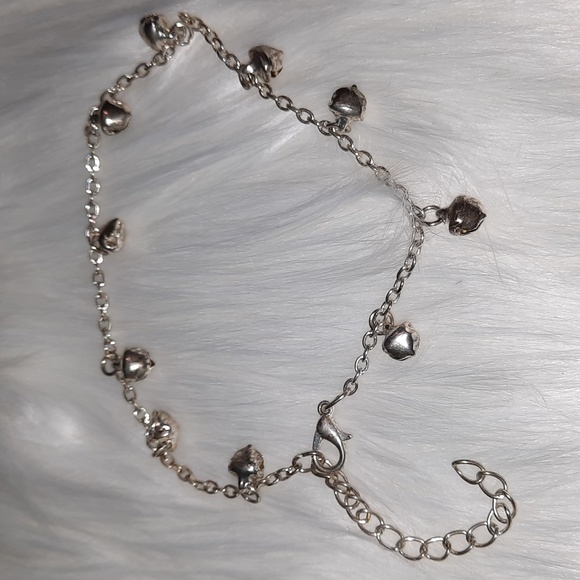anklet bell cha cha 8in+ anklet or bracelet silvertone adjustable Boho - Picture 1 of 8